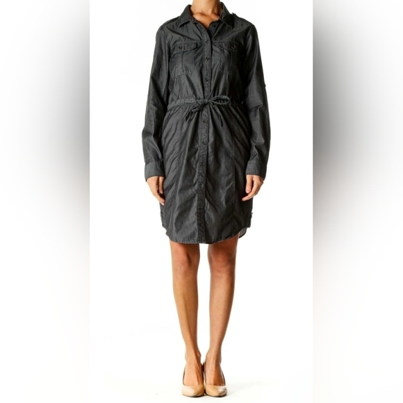 GAP Dresses & Skirts - GAP Charcoal Shirt Dress Button Down Tie Waist XS